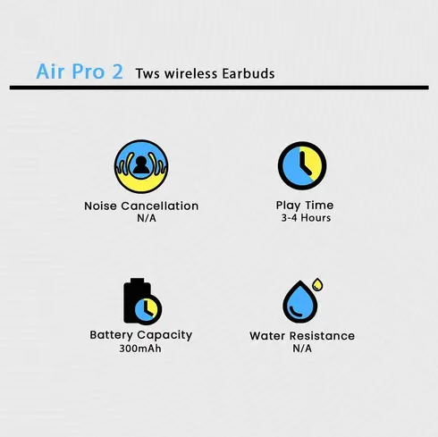 Air Pro 2 TWS Earbuds - Wireless Bluetooth 5.0 Earphones 300mAh