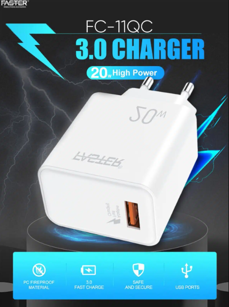 FASTER FC-11QC Fast Wall Charger 20W Qualcomm QC 3.0A