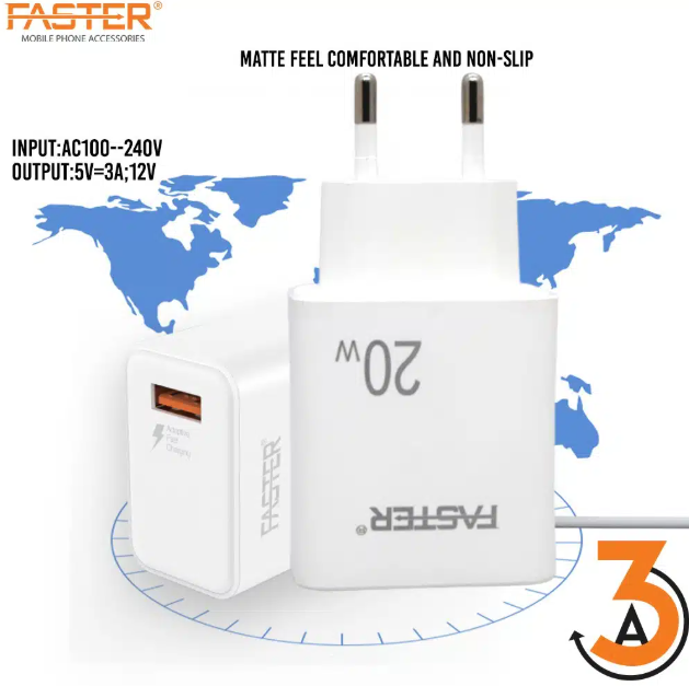 FASTER FC-11QC Fast Wall Charger 20W Qualcomm QC 3.0A