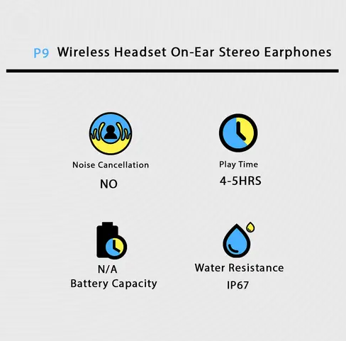 P9 Wireless Headphones with Mic | HiFi Stereo Sound Over-Ear