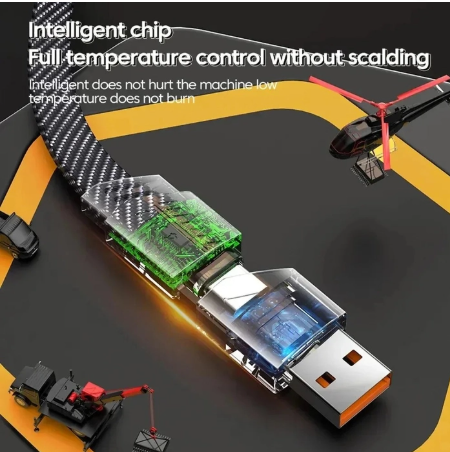 4 in 1 USB-C Charging Cable 1m Type-C Connector Nylon Braided PD 65W 27W Fast Charging