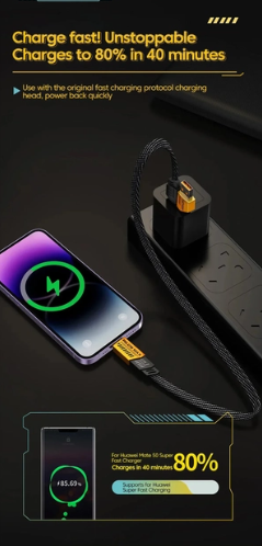 4 in 1 USB-C Charging Cable 1m Type-C Connector Nylon Braided PD 65W 27W Fast Charging