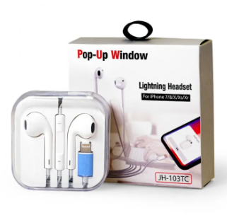 iP Lightning Handfree | Earphones | In-Ear Headphones / Earphones Wired with Lightning Connector for iP 14/13/12/11/XR/XS/X/8 iP (Built-in Microphone & Volume Control) iP Handsfree