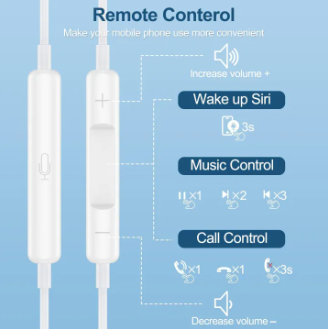 iP Lightning Handfree | Earphones | In-Ear Headphones / Earphones Wired with Lightning Connector for iP 14/13/12/11/XR/XS/X/8 iP (Built-in Microphone & Volume Control) iP Handsfree