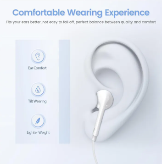 iP Lightning Handfree | Earphones | In-Ear Headphones / Earphones Wired with Lightning Connector for iP 14/13/12/11/XR/XS/X/8 iP (Built-in Microphone & Volume Control) iP Handsfree