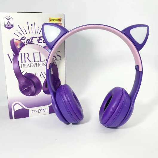 BT 5.0 Cat Ear Wireless Headset | RGB Glow Over-Ear Headphones