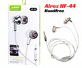 Airox HF-44 In-Ear Stereo Headphones | 3.5mm with Mic & Bass
